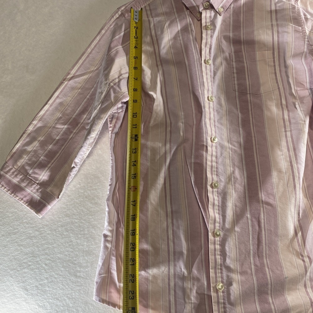 LL Bean Mens Long Sleeve Shirt Size L Regular Pink Striped Casual Cotton - Picture 10 of 14